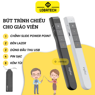 Bút trình chiếu thuyết trình Powerpoint Laser Inphic PL1 chiếu Slide điều khiển 2 màn Hình / pin sạc / xa 100m Lobatech