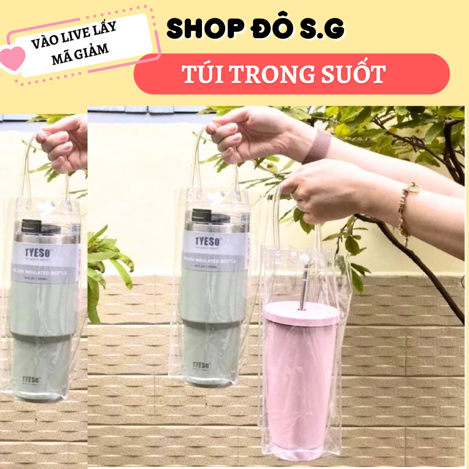 Túi Trong Suốt Đựng Bình Nước Có Quai Xách Sang Chảnh Shop Bách Hóa Đô Sài Gòn