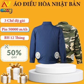 Áo điều hòa Nhật Bản pin 50000 mAh chạy 16-20h, áo quạt điều hòa làm mát cơ thể, chống nắng nóng tăng hiệu quả làm việc