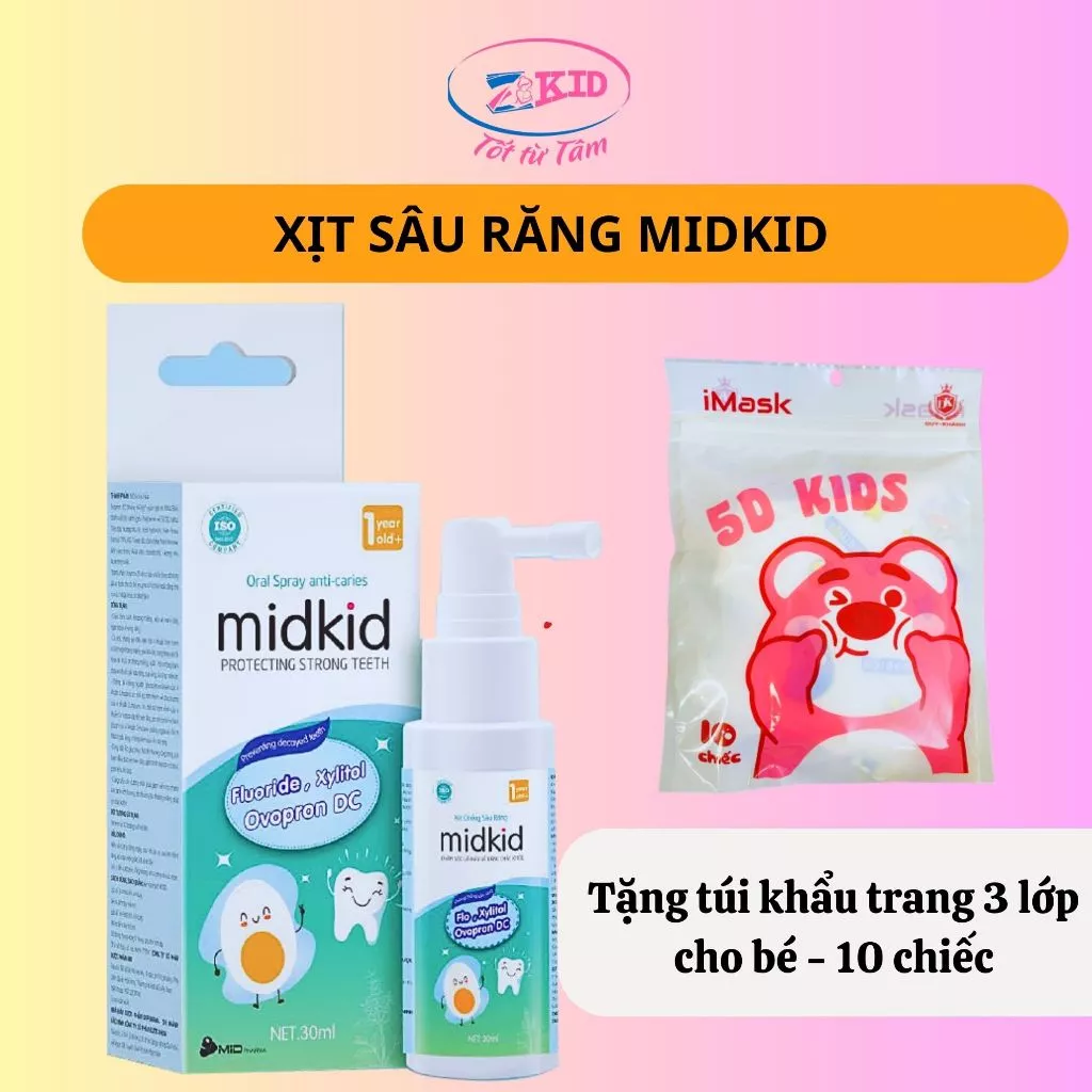 Xịt chống sâu răng Midkid, chăm sóc và bảo vệ răng cho bé (30ml)