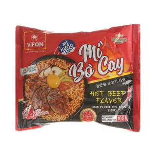 Mì Bò cay Vifon gói 105g có hương vị đậm đà và cay nồng.