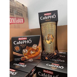 Cafe Phố Gold + Ly Kim Cương 2 lớp 700ml