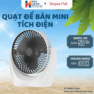 Quạt mini để bàn tích điện GODWELL động cơ không tiếng ồn 2 chế độ gió, xoay linh hoạt