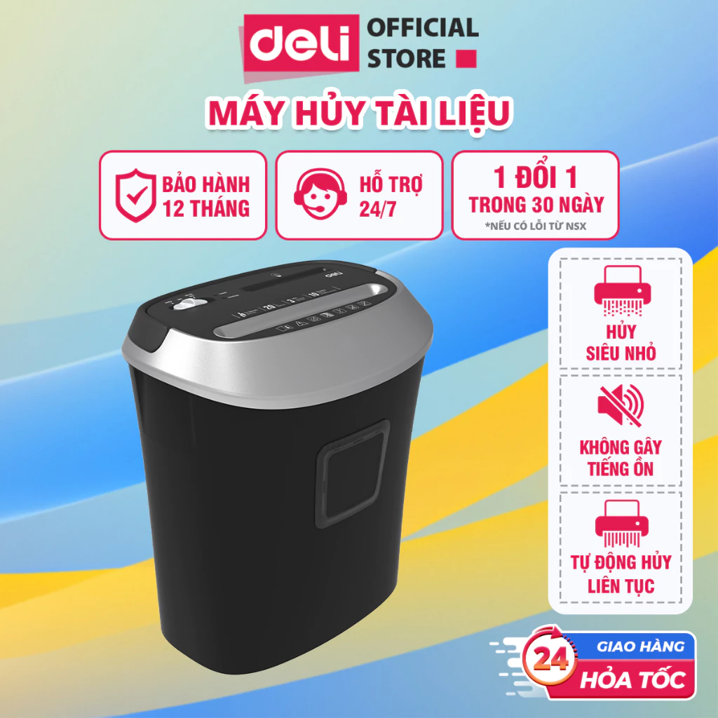 Máy Hủy Tài Liệu Deli Cao Cấp Máy Băm Giấy Tờ Card CD Cho Các Công Ty Văn Phòng Công Suất 85W - 200W