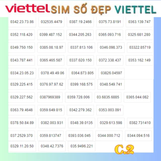 C2) Sim Số Đẹp Viettel,66,68,886,386,988,39,399,799,Đăng ký chính chủ,tạo tài khoản....