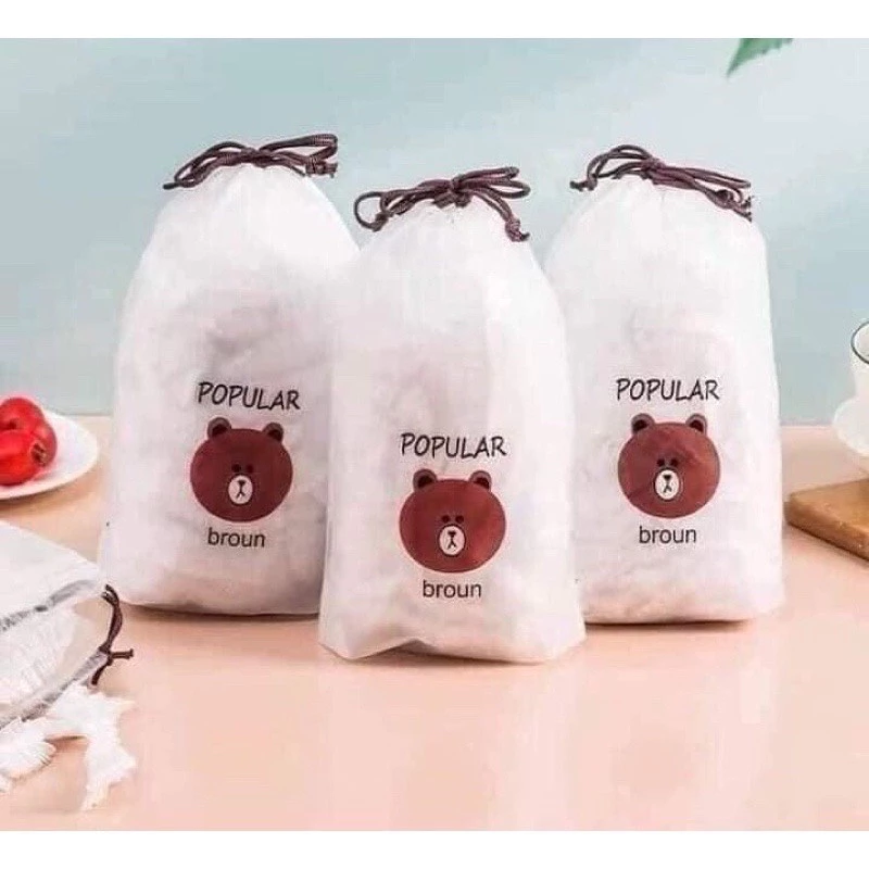 🟠Set 100 màng bọc thực phẩm túi gấu🐻 (loại đủ)