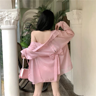 [ 𝐎𝐑𝐃𝐄𝐑 𝐐𝐂𝐂𝐂 ] Mẫu sơmi nơ sau lưng 2 màu hồng trắng