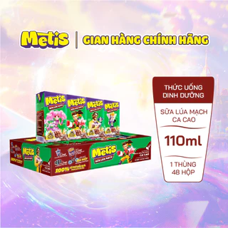 Metis - Thức uống dinh dưỡng sữa lúa mạch Cacao - Thùng 48 hộp 110ml