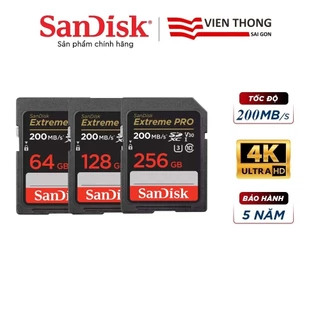 Thẻ nhớ máy ảnh SanDisk Extreme PRO SDXC 64GB/128GB/256GB UHS-I Speed Class 3 Upto 200MB/s