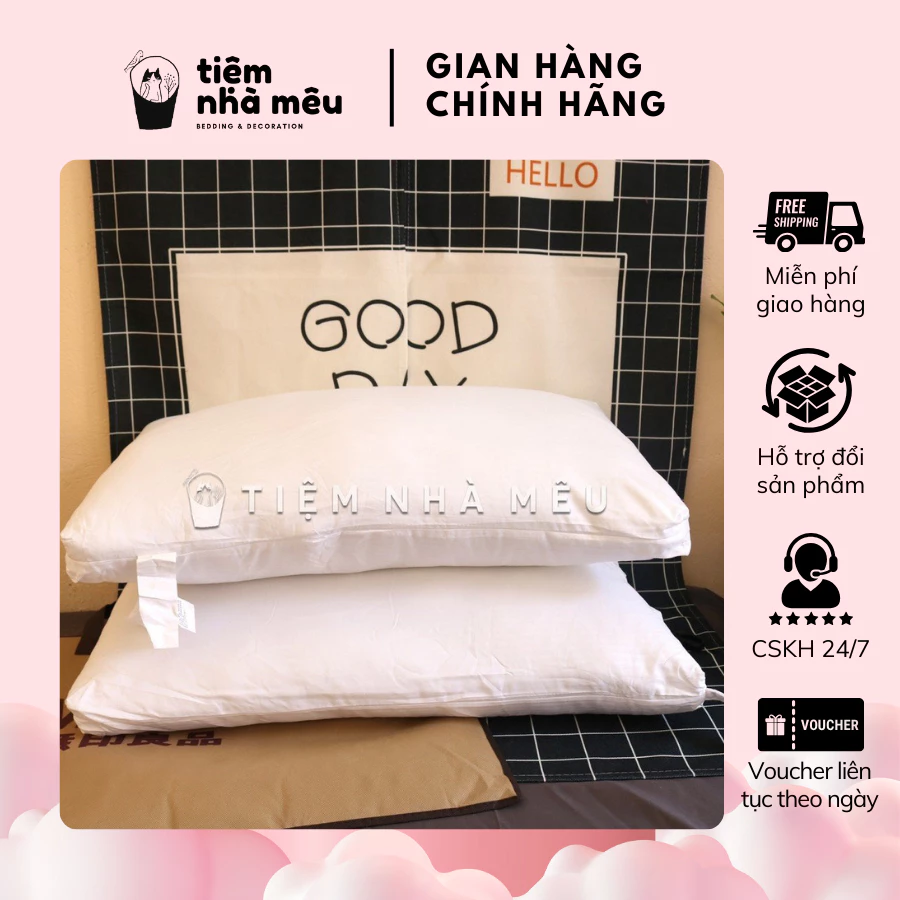 ( Now Ship ) Cặp Ruột Gối ✨50x70cm - Tiệm Nhà Mêu✨ Ruột Bông Gòn Tổng Hợp Tự Nhiên Cao Cấp Xuất Muji