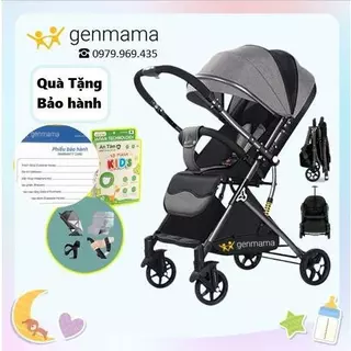 xe đẩy gấp gọn cho bé 2 chiều Genmama GM-XE04, xe đẩy cho bé đa tư thế có tay kéo, xe nôi cho bé có bánh xe, giảm sóc