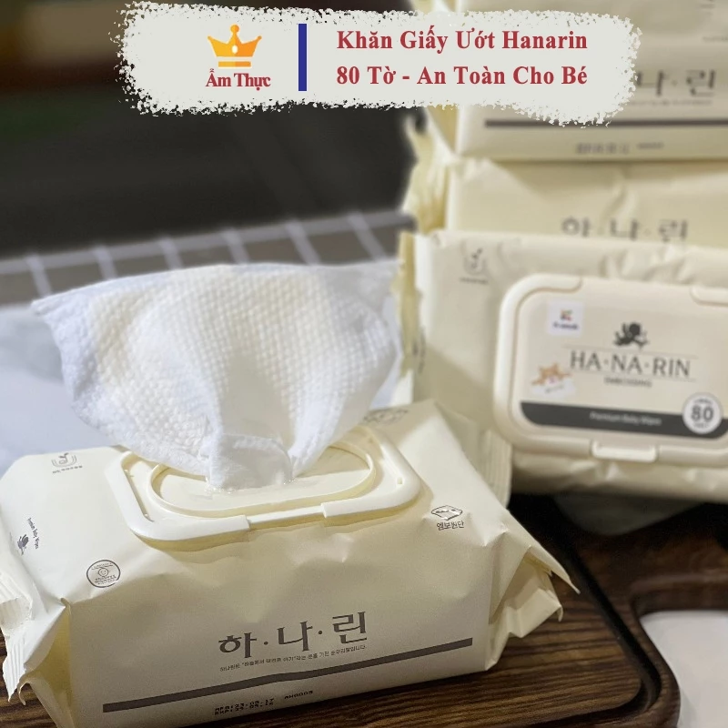 Khăn ướt Hàn Quốc Hanarin 1 gói 80 tờ (4 LỚP KHÔNG MÙI) - an toàn cho bé - Nhập Khẩu Trực Tiếp