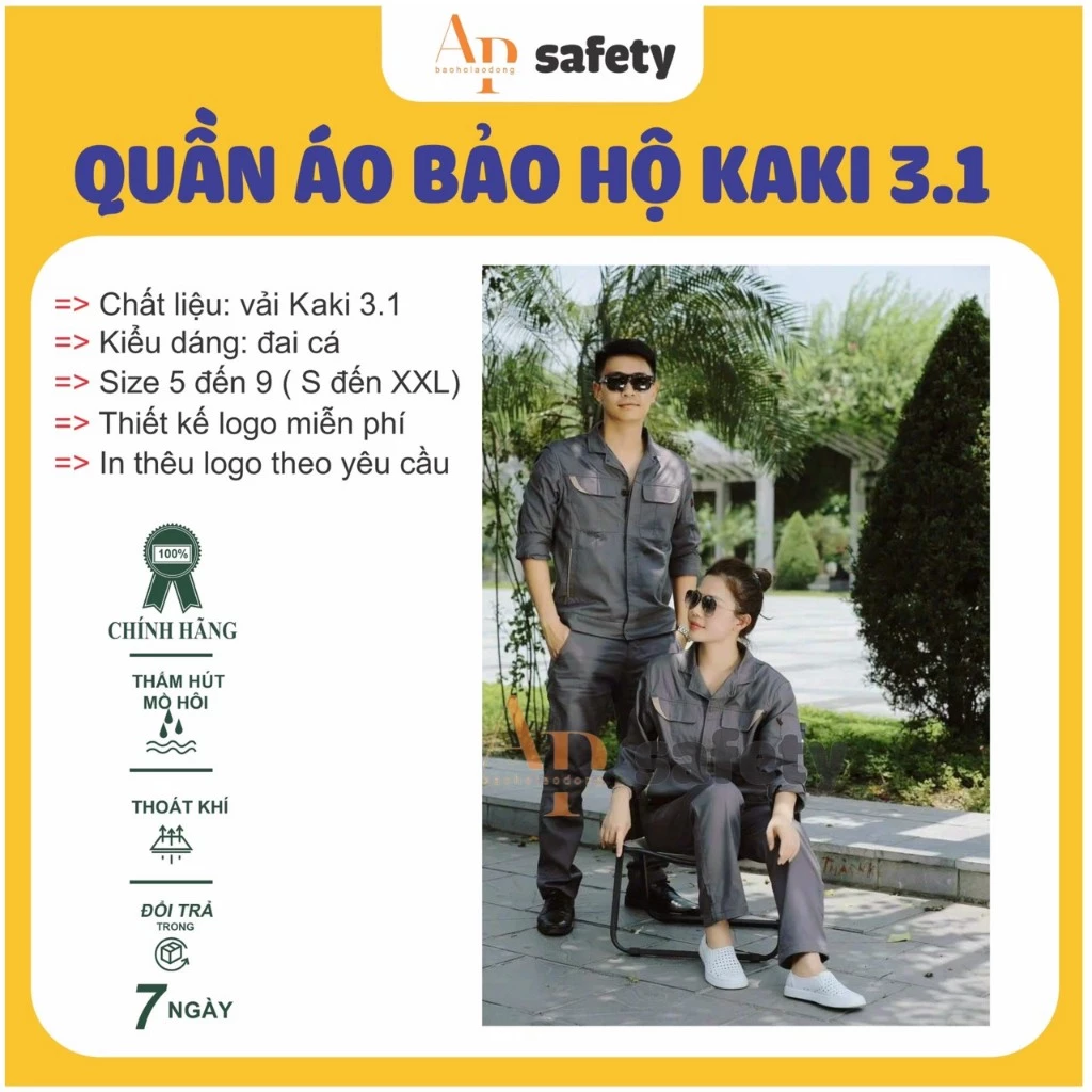 Quần áo bảo hộ mã AP114, màu ghi xám phối ghi , quần áo bảo hộ cho kỹ sư, nhân viên kỹ thuật