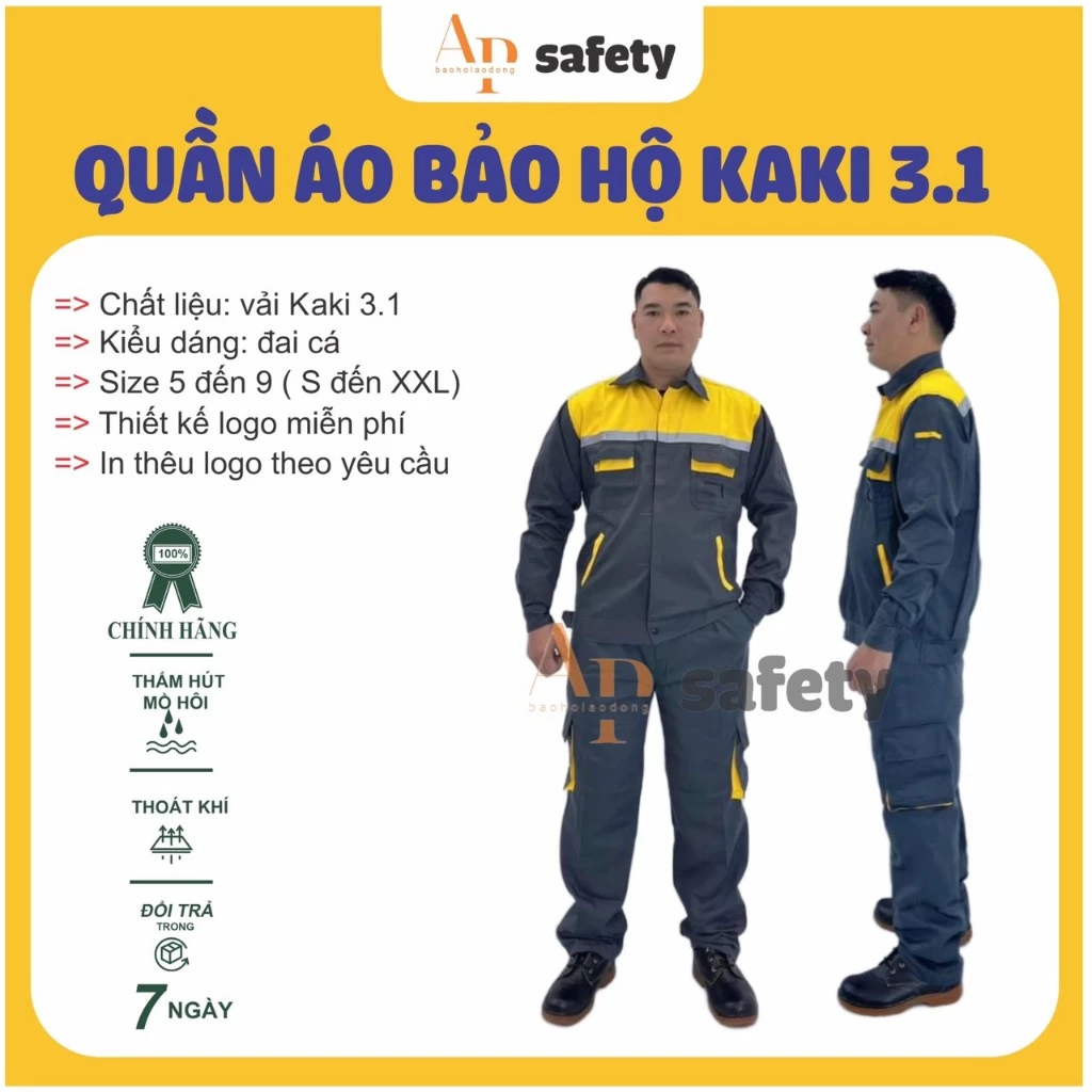 Quần áo bảo hộ mã AP38, quần áo bảo hộ cho kỹ sư, nhân viên kỹ thuật, có khóa sườn