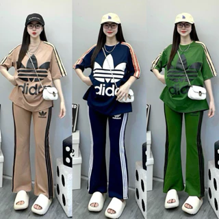 [SAMSTORE] [FREESHIP] SET BỘ ADIDAS LOGO BỰ ỐNG LOE 3 SỌC ❌ HÀNG ĐẸP ĐI CHƠI CAFE XINH XẮN