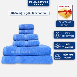 Khăn Tắm, Khăn Mặt Gội Lau Đầu MOCHI TOWEL 100% Cotton Siêu Thấm Hút, Không Phai Màu Dùng Cho Gia Đình, Spa, Khách Sạn