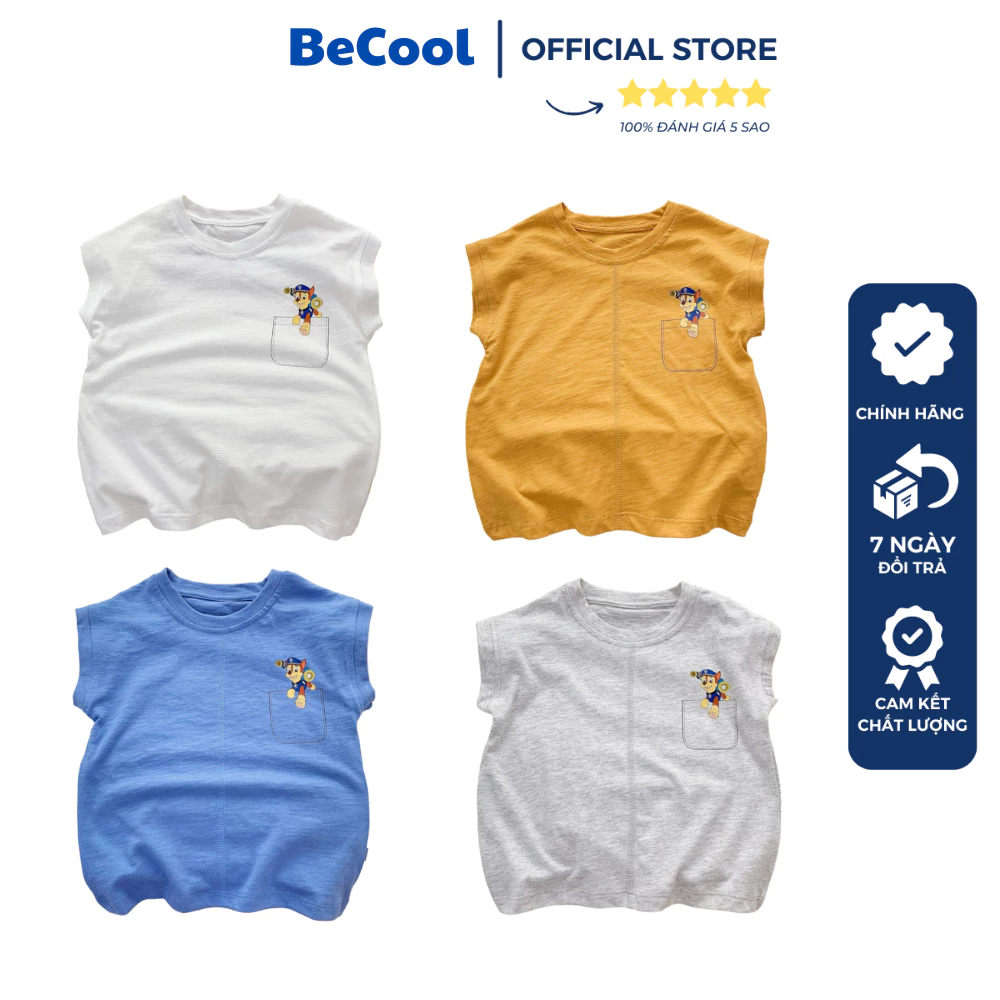 Áo sát nách cho bé trai bé gái IN CHÓ CỨU HỘ, áo thun ba lỗ chất cotton mềm mát thấm mồ hôi, co giãn -BeCool Kids 9-27kg