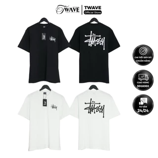 Áo Stussy Basic Logo Chữ Đen/Trắng - Chất 100%cotton mịn dày 250GSM nặng trên 300gram