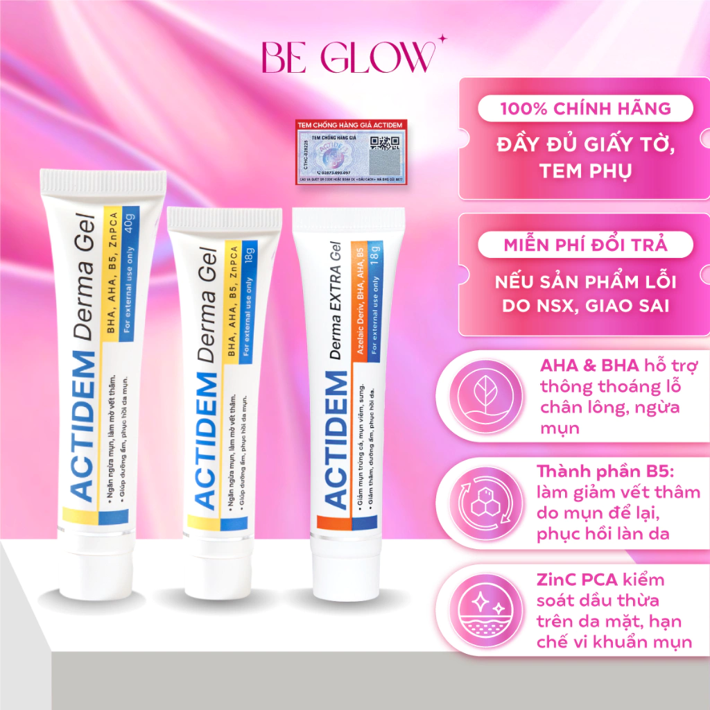 Gel giảm mụn, dưỡng ẩm da ACTIDEM Derma Gel 18gr / 40gr - Be Glow Beauty