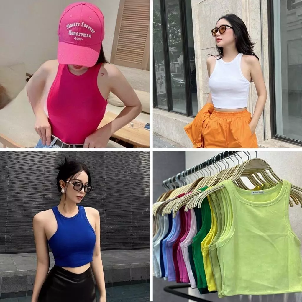 [28] Áo ba lỗ croptop thun gân nhiều màu cho nữ, Áo ngắn ba lỗ basic thời trang trẻ trung năng động