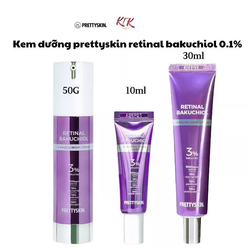 Kem dưỡng prettyskin retinal bakuchiol 0.1% tái tạo, phục hồi, trẻ hóa da 50g chính hãng hàn quốc