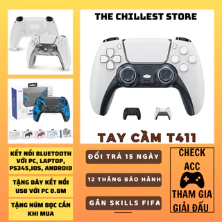 [HỎA TỐC 24H] Tay cầm chơi game T411, Tay cầm chơi game Bluetooth và có dây, kết nối PC/Laptop/PS, không cần cài đặt