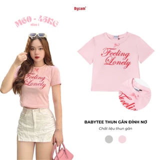 Áo Babytee Thun Gân Đính Nơ FEELING LONELY Dễ Thương Mẫu Mới 𝑩𝒚𝒄𝒂𝒎𝒄𝒂𝒎