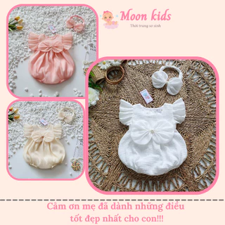 Body Bé Gái Sơ Sinh MOONKIDS. Bodysuit Cho Bé Gái Thiết Kế Cao Cấp Kèm Phụ Kiện, Váy Hè Bé Gái, Đầm Đầy Tháng