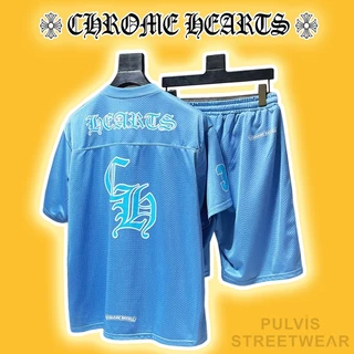 ⚡️[Mirror Quality] - Bộ Quần Áo Chrom Hearts Mesh Stadium Football Jersey Blue, Bộ cộc nam CH vải lưới, bộ hè nam CH