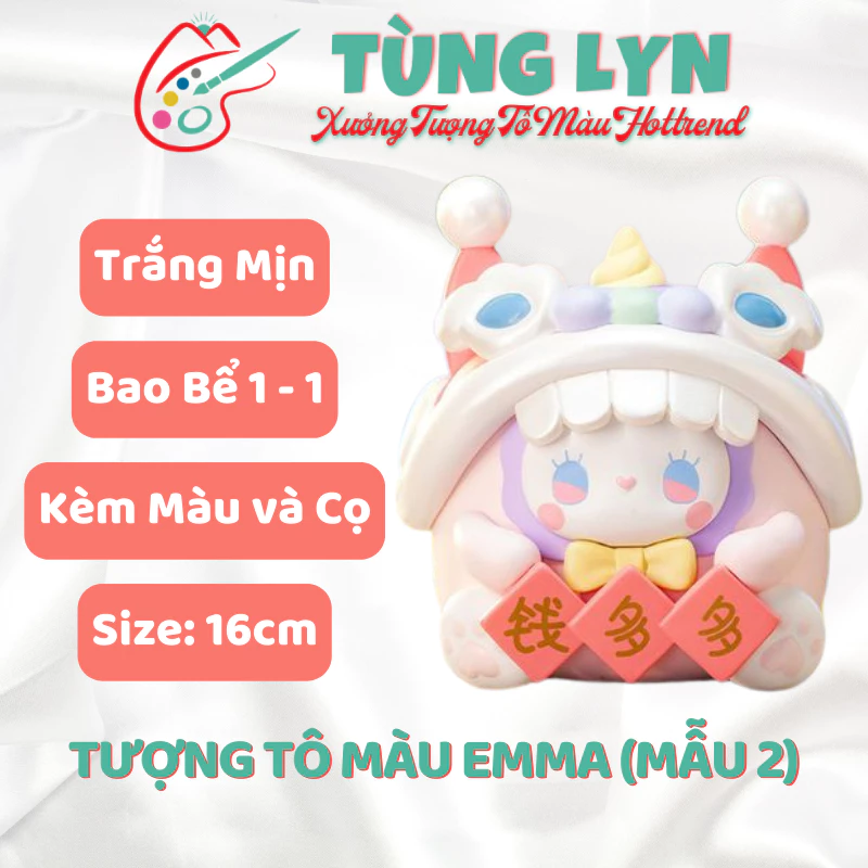 Tượng Tô Màu, Tượng Thạch Cao Emma Tròn  16cm - [KÈM MÀU VÀ CỌ]