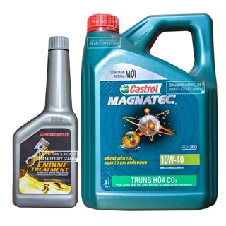 Combo Dầu nhớt tổng hợp ôtô Castrol Magnatec 10w40 4.000mL ( 4L ) + Phụ gia nano tăng độ nhớt