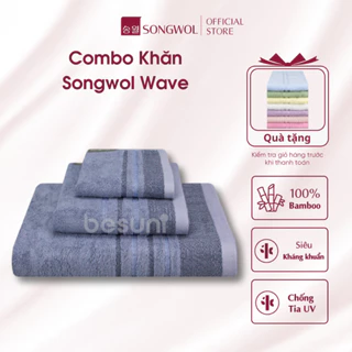 Combo 3 khăn chất liệu sợi than tre Songwol Wave chính hãng Hàn Quốc đa năng sang trọng kích thước lớn