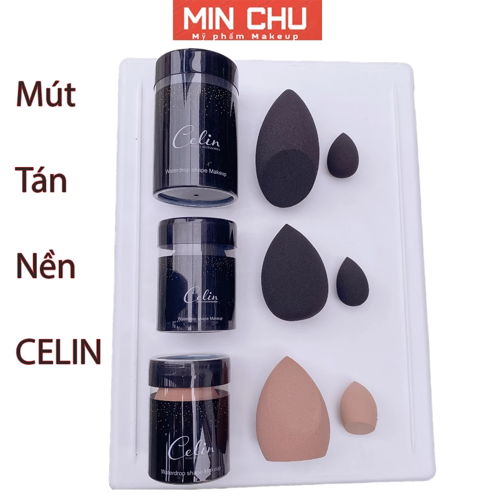 Bông Mút Tán Nền Celin set 2 Chiếc Gồm Màu Nâu Đen Chuyên Dùng Cho trang Điểm Siêu Mềm Đàn Hồi Cao