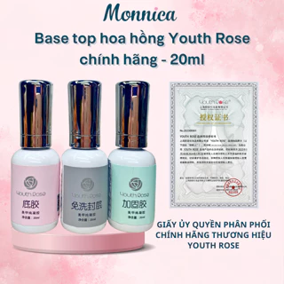 Base top hoa hồng Youth Rose chính hãng-gel liên kết, top phủ bóng, cứng móng chuyên dụng cho dân làm móng-Monnica Nail