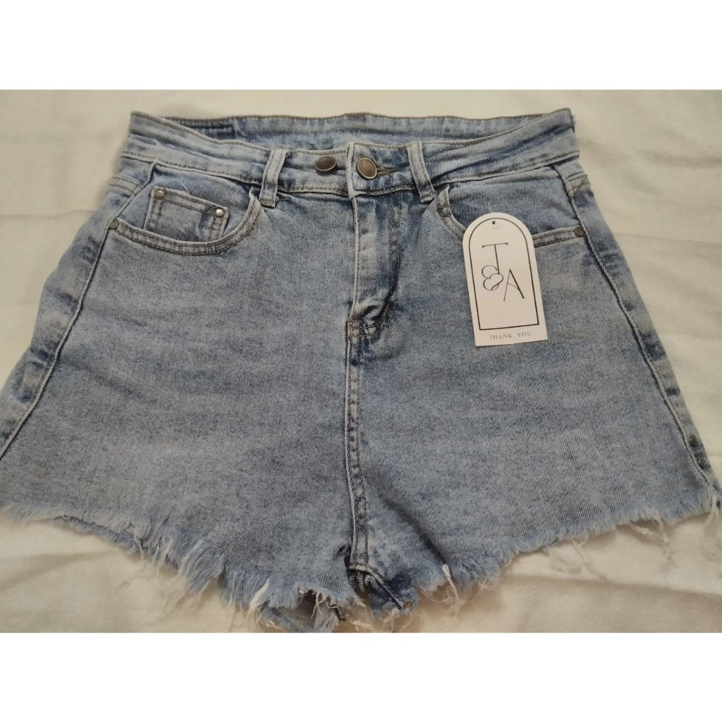 Quần Short Jeans rách nữ Cạp Cao Ống Rộng chất jean dày dặn eo từ 62-64cm