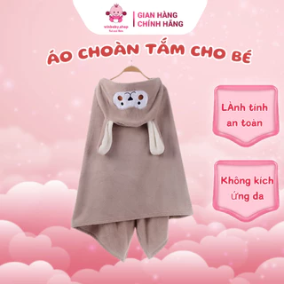 Khăn tắm cho bé, khăn choàng tắm có mũ, áo choàng tắm cho bé đi biển 70x140cm