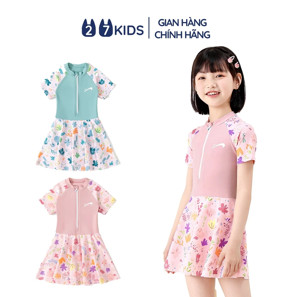 Bộ đồ bơi bé gái liền váy cao cấp mùa hè 27Kids 10-30Kg co giãn dễ thương cho trẻ từ 4-14 tuổi GSSR1