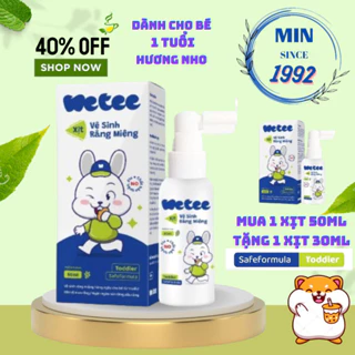 (HÀNG MỚI VỀ) Mua 1 Tặng 1, MUA Xịt Vệ Sinh Răng Miệng Wetee 50ml Tặng 1 Xịt Vệ Sinh Răng Miệng Wetee 30ml Cho bé 1 tuổi