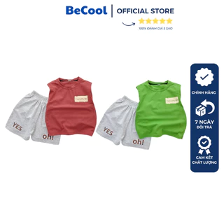 Bộ ba lỗ cho bé trai, set bộ hè cho bé sát nách in YES OH co giãn, thấm mồ hôi, năng động cá tính - BECOOL KIDS 7-27kg