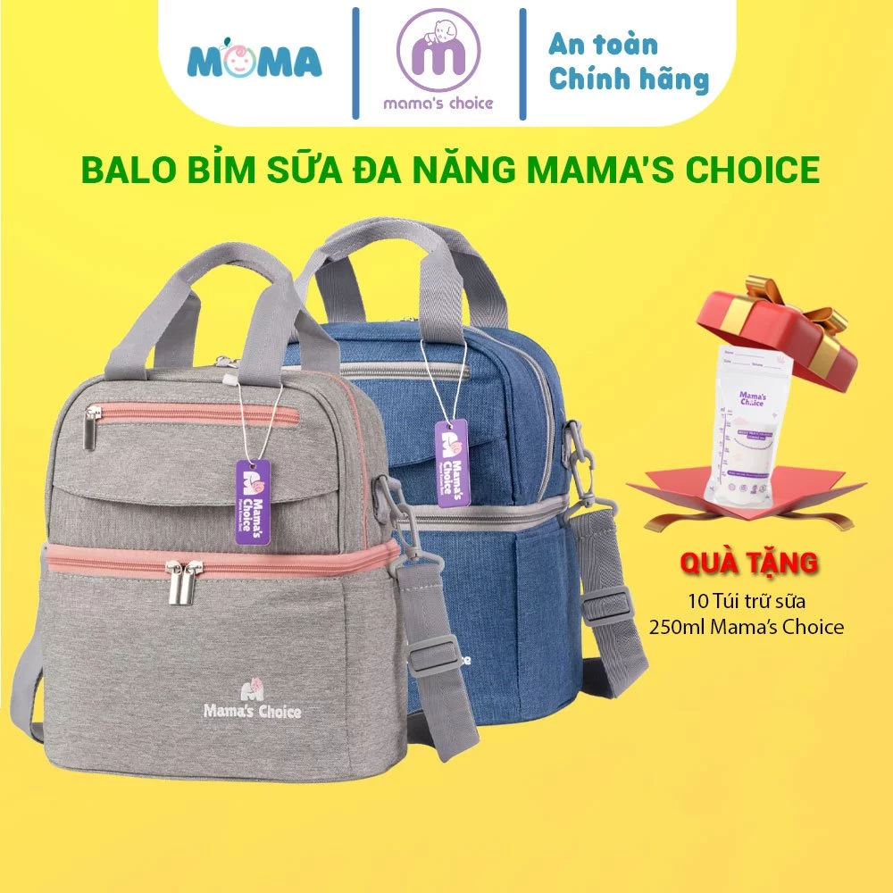 Balo bỉm sữa chính hãng Mama's Choice, Balo giữ nhiệt bảo quản sữa mẹ, chất liệu cao cấp và thời trang