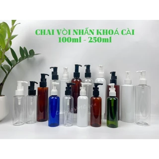 Chai Vòi Nhấn, Vỏ Chai Dầu Gội 100ml/150ml/200ml/250ml Nhấn Xịt Giọt Có Khóa