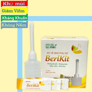 Bộ thụt rửa vệ sinh phụ nữ BeriKit gồm 15 gói muối - kèm chai thụt rửa,kháng khuẩn,kháng nấm,giảm vêm, vệ sinh phụ nữ