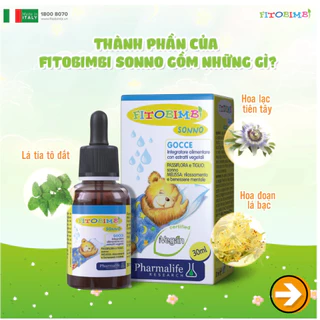 Siro Hỗ Trợ Bé Ngủ Ngon, Sâu Giấc FITOBIMBI SONNO Thuần Thực Vật Chai 30ml