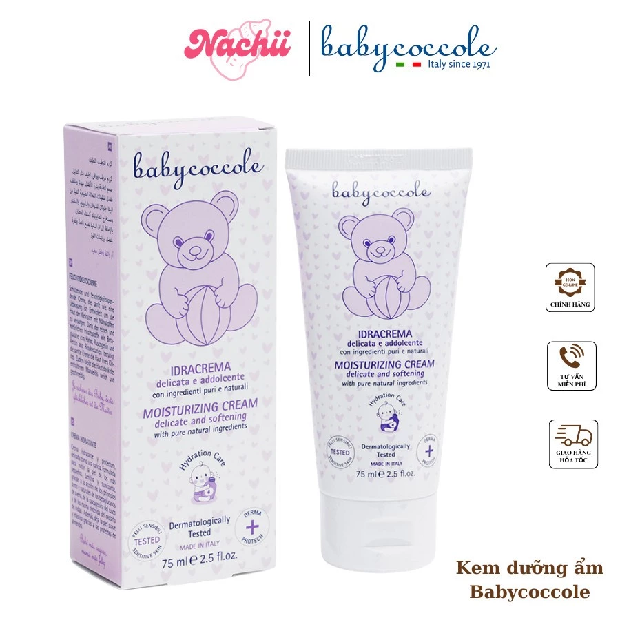 Kem dưỡng ẩm  Babycoccole 0M+ dưỡng da trẻ em & em bé từ sơ sinh chiết xuất hạnh nhân 75ml