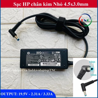 Sạc Laptop HP 19.5V 2.31A (45W) chân kim nhỏ 4.5mm x 3.0mm - tặng kèm dây nguồn