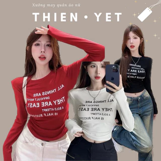 Áo thun THEY ARE cổ tròn tay dài QT-GB dáng ngắn croptop nữ - Thiên Yết