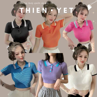 ÁO croptop cổ sơ mi VIỀN MC đơn giản nhẹ nhàng nữ - Thiên Yết