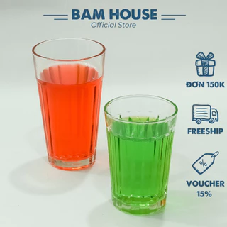 Ly thuỷ tinh Bam House 330ml thân cao kẻ sọc cao cấp LKS04