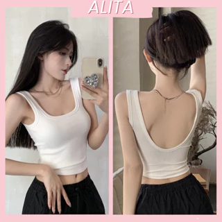 Áo Croptop Hai Dây CÓ MÚT NGỰC ALITA A007 Thiết Kế Hở Lưng Form Basic Ôm Sát Tôn Vòng 1 Chất Thun Tăm Co Giãn