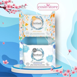 Khăn ướt vệ sinh vùng kín  Femfresh Intimate Skincare Daily Wipes 25 tờ cao cấp hàng ngày của Anh Quốc shop Cosin Store